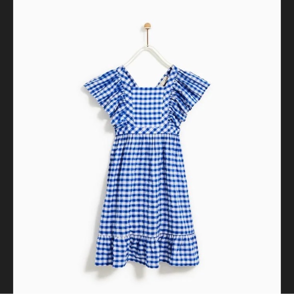 Zara Blue Checkered Kids Dress